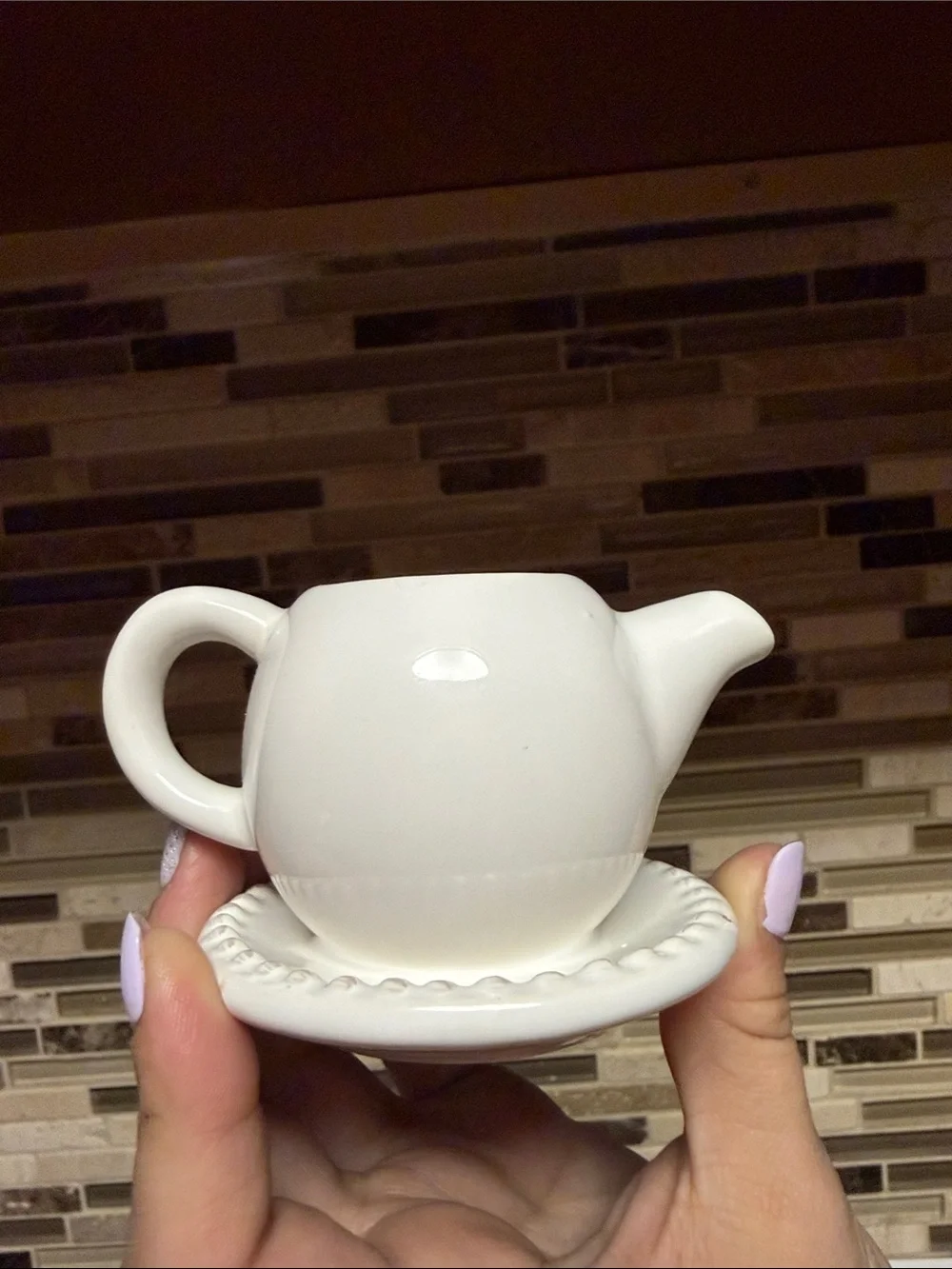 MudPie Ceramic Mini Teapot with Saucer Toothpick Holder or Trinket Dish - Picture 3 of 4